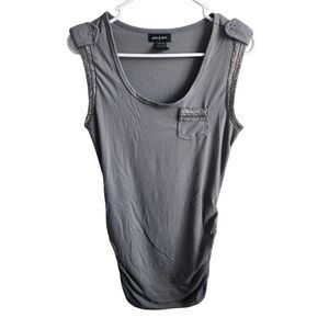 Sam & Max womens Sz M Mini Dress Gray w. Silver Trim Sleeveless